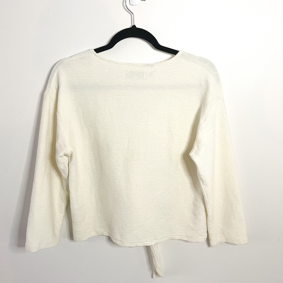 Madewell Texture & Thread Off-White Long-Sleeve Tie-Front Top Size Medium - Picture 7 of 9